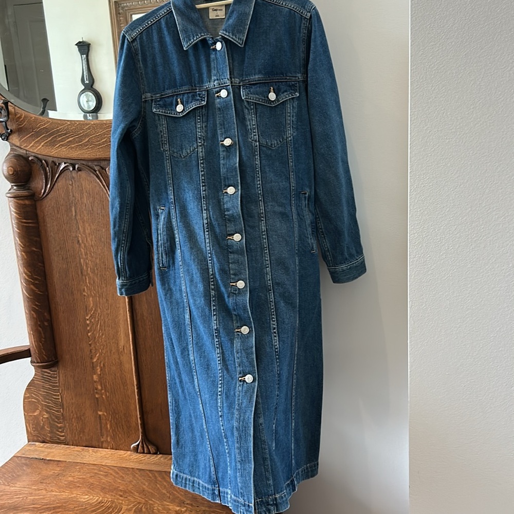 Gap 1969 collection denim dress or coat. Length 42” Width 19” Like new - Picture 2 of 6